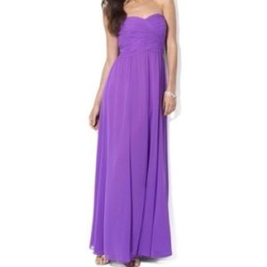 Lauren Ralph Lauren Dark Purple Strapless Chiffon Evening Gown